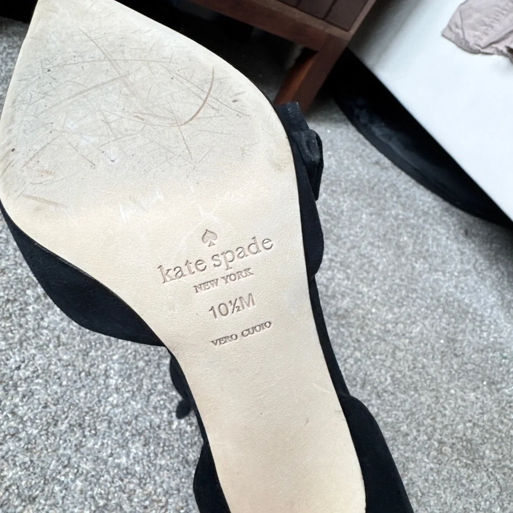kate spade Black Pointed D'Orsay Heels with Folded Vamp Detail